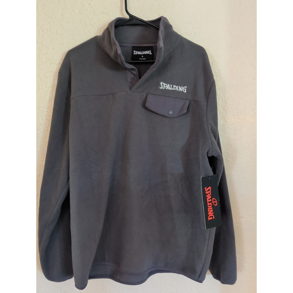 Spalding Ladies Grey Fleece Pullover Sweater W/ Snap Collar and Chest Pocket Med